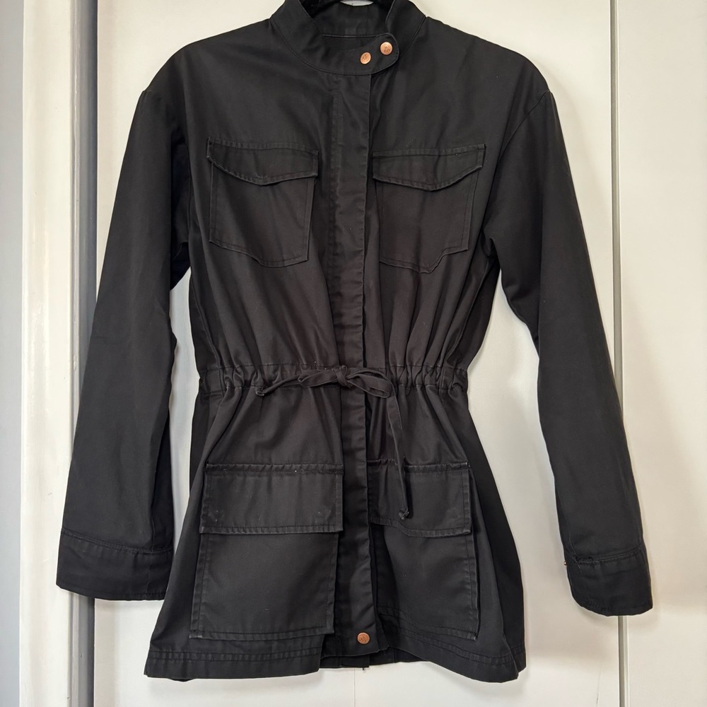 Alternative Women’s Utility Jacket Drawstring Waist Charcoal Black Size S